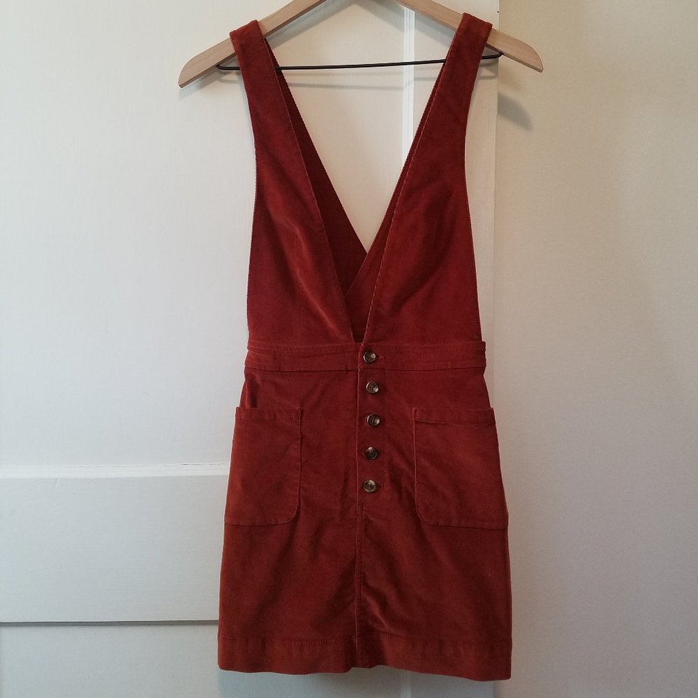 Free People Rust Corduroy Button Jumper Sz. 2 Cottagecore
